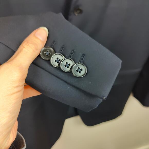 Ermenegildo Zegna Blazer Mens 46L Navy Blue 100% Wool 3 Button Suit Jacket - Picture 3 of 11